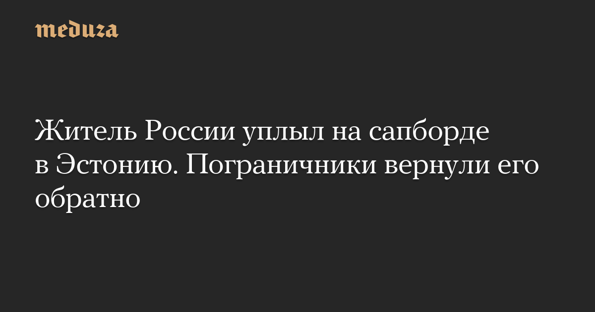 Житель России уплыл на сапборде в Эстонию. Пограничники вернули его обратно