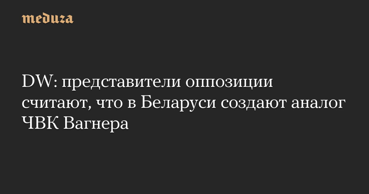 DW: представители оппозиции считают, что в Беларуси создают аналог ЧВК Вагнера