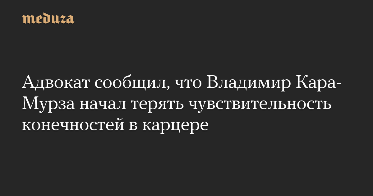 Адвокат сообщил, что Владимир Кара-Мурза начал терять чувствительность конечностей в карцере