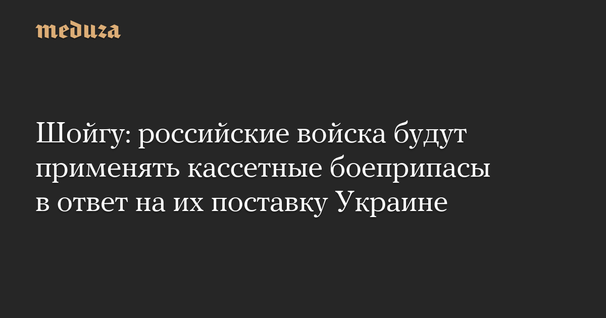 Шойгу: российские войска будут применять кассетные боеприпасы в ответ на их поставку Украине