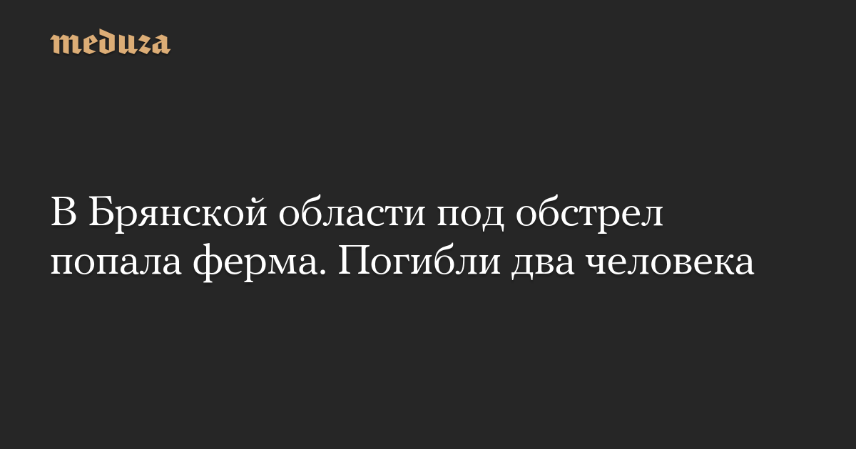 В Брянской области под обстрел попала ферма. Погибли два человека