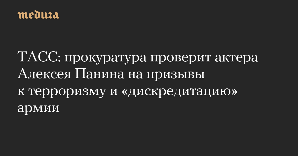 ТАСС: прокуратура проверит актера Алексея Панина на призывы к терроризму и «дискредитацию» армии