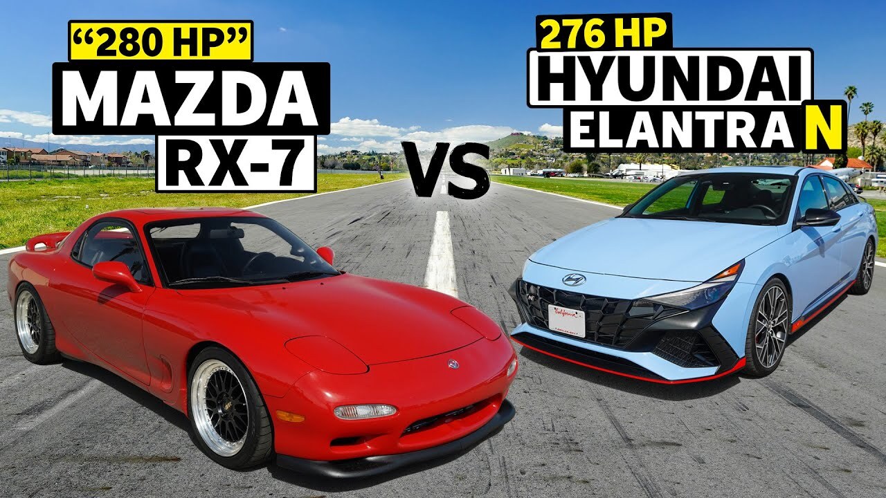 Блогеры устроили битву культового купе Mazda RX-7 и «заряженного» седана Hyundai Elantra N