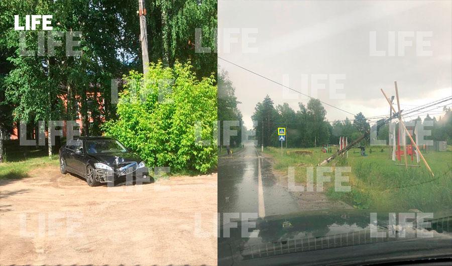 'Мерседес' хоккеиста Анисина снёс столб линии электропередачи. Водитель скрылся