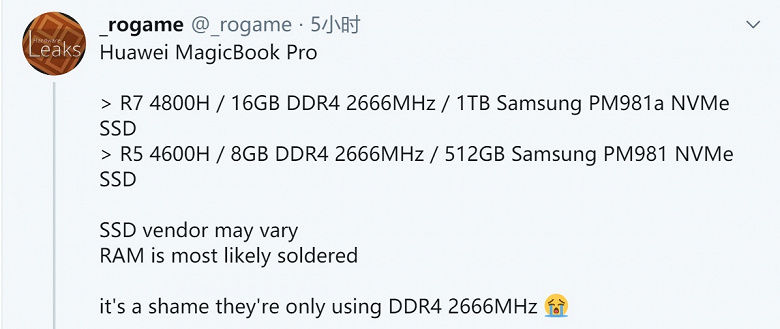 Ryzen 7 4800H и Ryzen 5 4600H. Раскрыты характеристики ноутбуков Honor MagicBook Pro