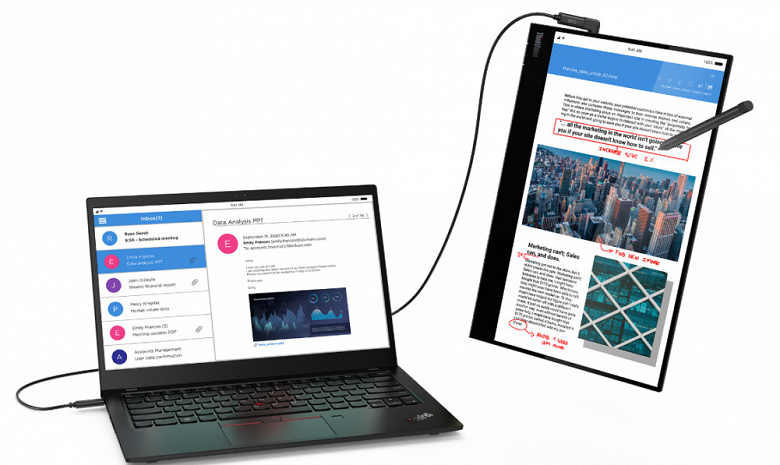 Представлен портативный сенсорный дисплей Lenovo ThinkVision M14t