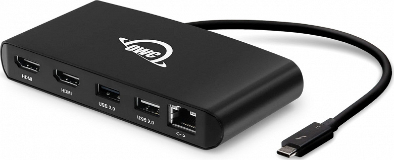 Стыковочная станция OWC Thunderbolt 3 Mini Dock позволяет подключить два монитора 4К